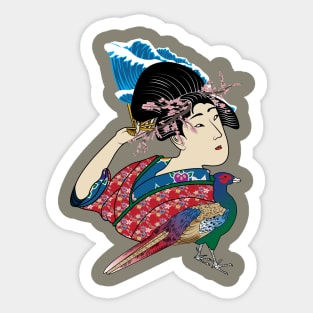 Ukiyo-e Geisha Portrait Sticker